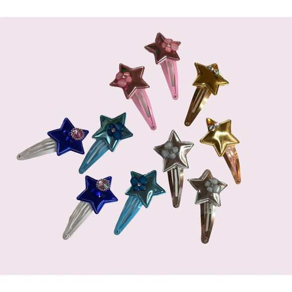 Set of 10 Pcs Stars Snap Hair Clips for Girls & Toddler, Baby hair Accessories - Picture 1 of 9
